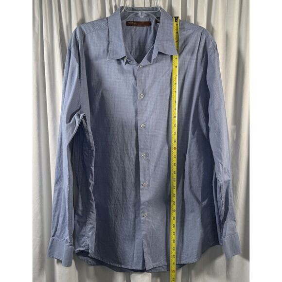 Perry Ellis Geo Print Cotton Dress Shirt Blue White XXL Academia Preppy 77-51 - Picture 4 of 9
